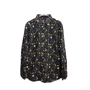 Simon Banks Men's Masquerade Party Inspired Print Button Down Shirt